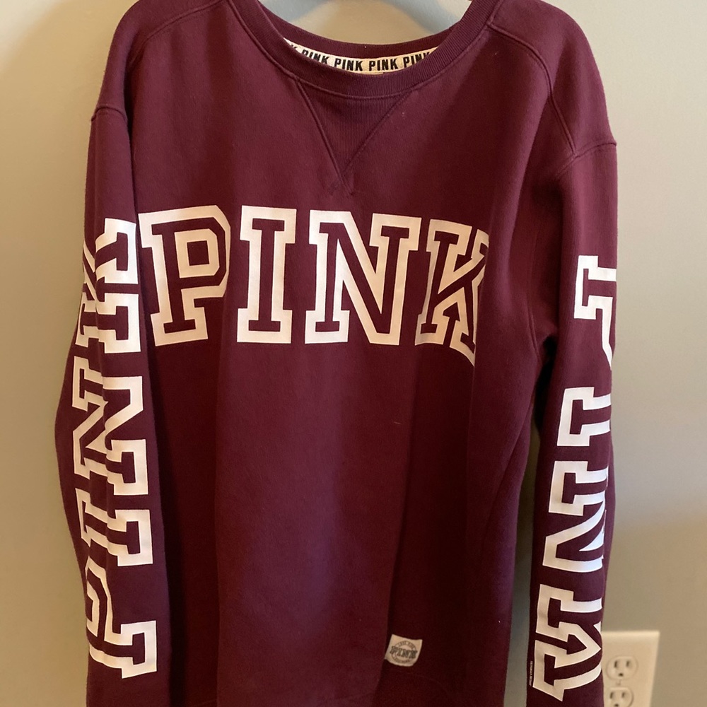 PINK Dark Purple Crewneck